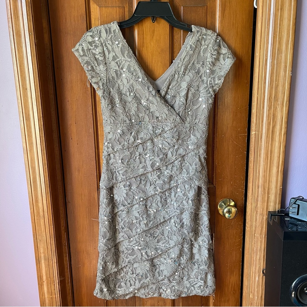 Dressbarn off-gold sequin cocktail dress